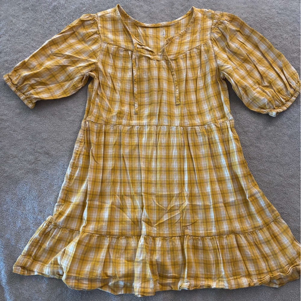 Girls Yellow Plaid Dress